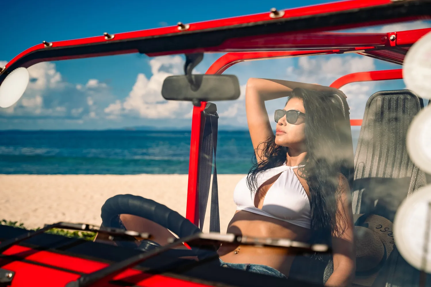 Bikini woman on a Moke