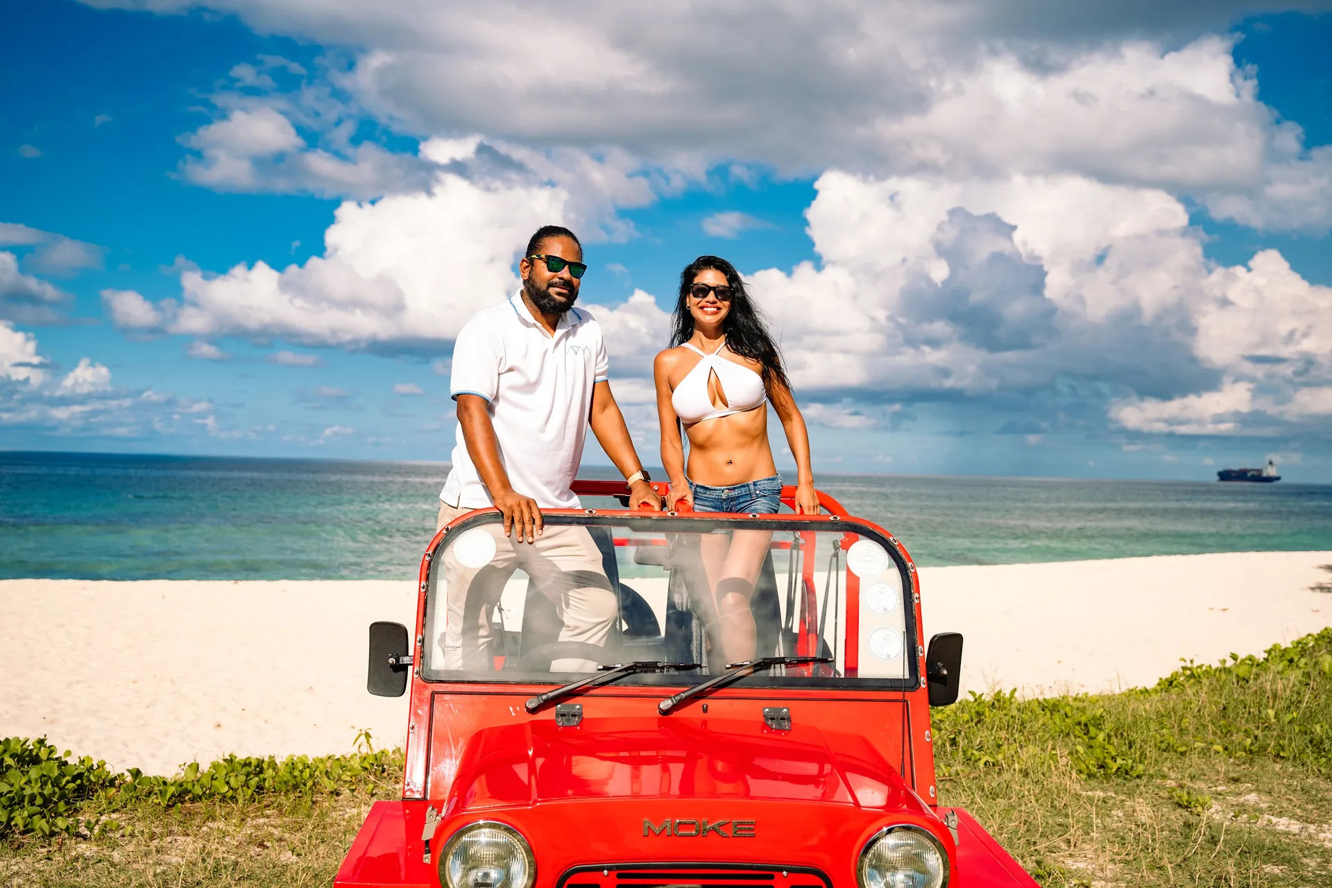 Couple on a Moke